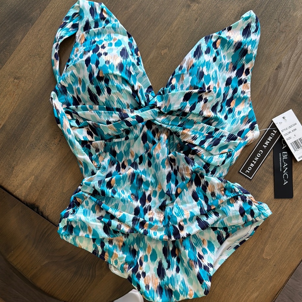 Brand New, Tags Attached - LaBlanca Swimwear - Blue Patterned Swimsuit